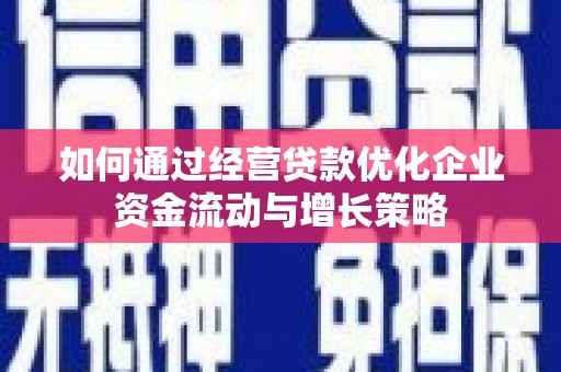 额济纳旗如何通过经营贷款优化企业资金流动与增长策略