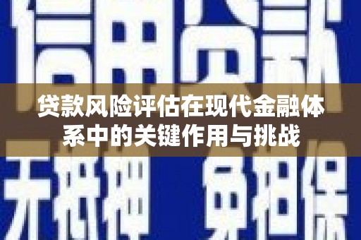 阳东贷款风险评估在现代金融体系中的关键作用与挑战