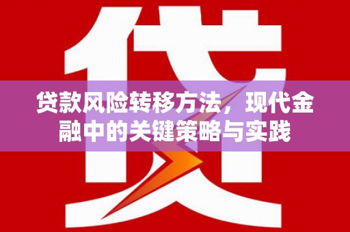 东胜贷款风险转移方法，现代金融中的关键策略与实践