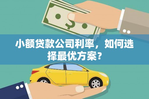 松溪小额贷款公司利率，如何选择最优方案？