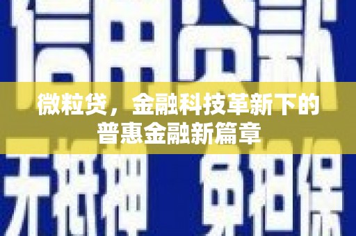 新华微粒贷，金融科技革新下的普惠金融新篇章