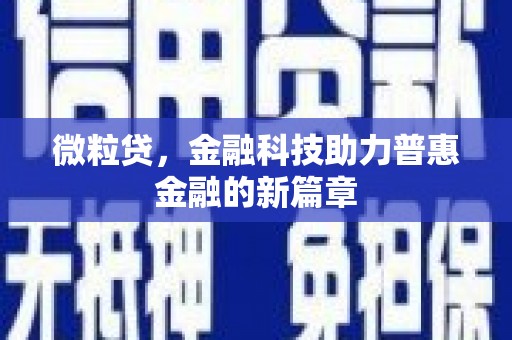 横栏微粒贷，金融科技助力普惠金融的新篇章